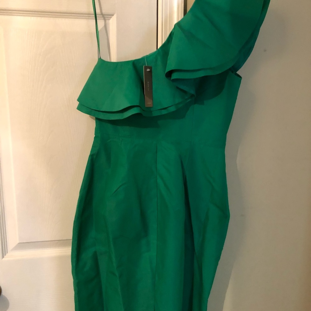 NWT Green J Crew Dress Faille One Shoulder